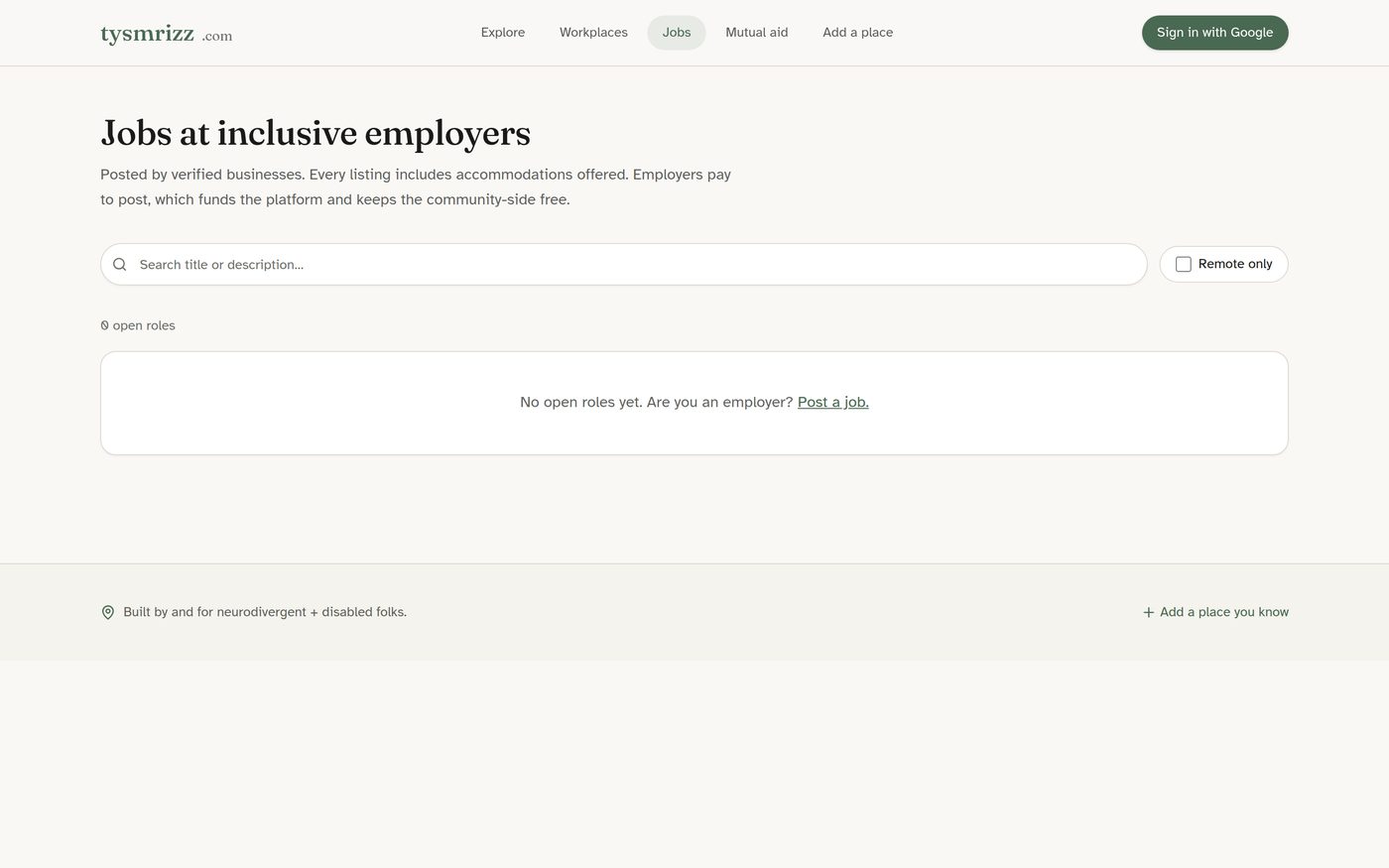 tysmrizz — Jobs at inclusive employers