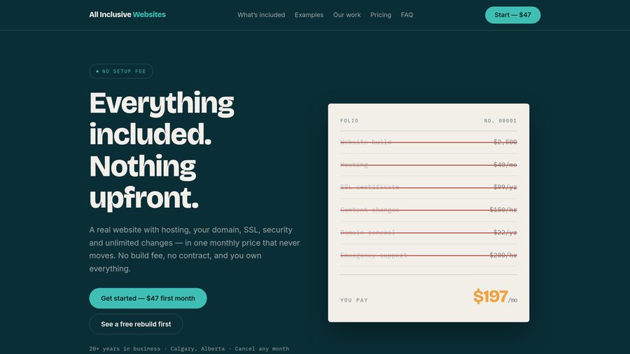All Inclusive Websites homepage