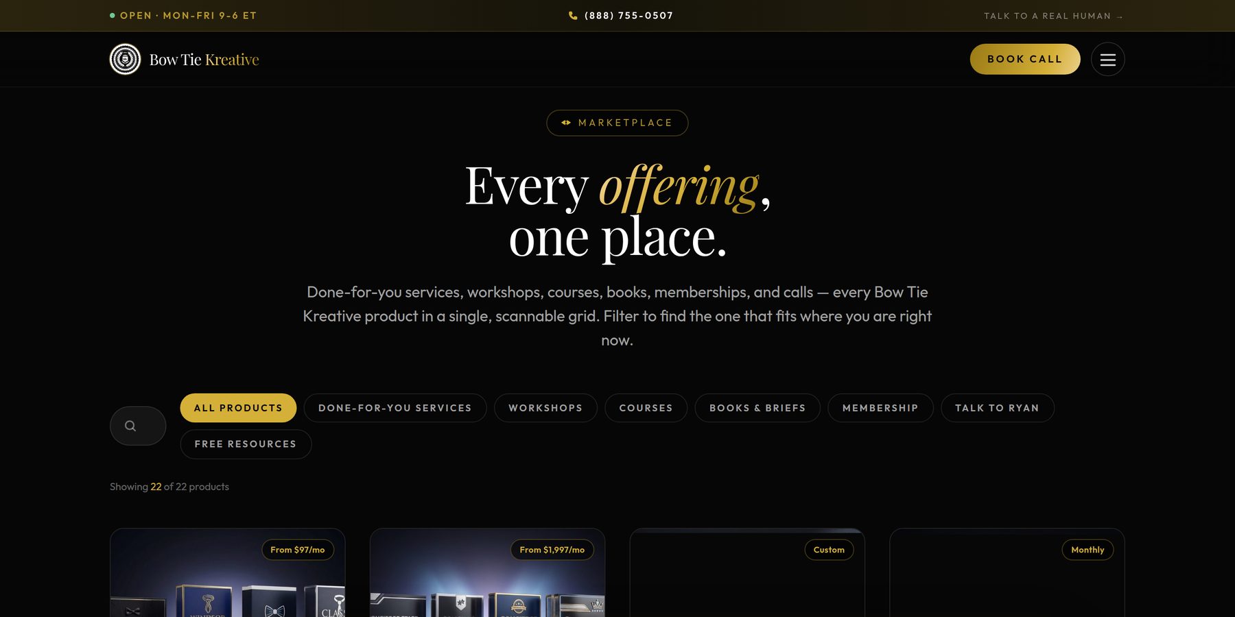 Bow Tie Kreative homepage