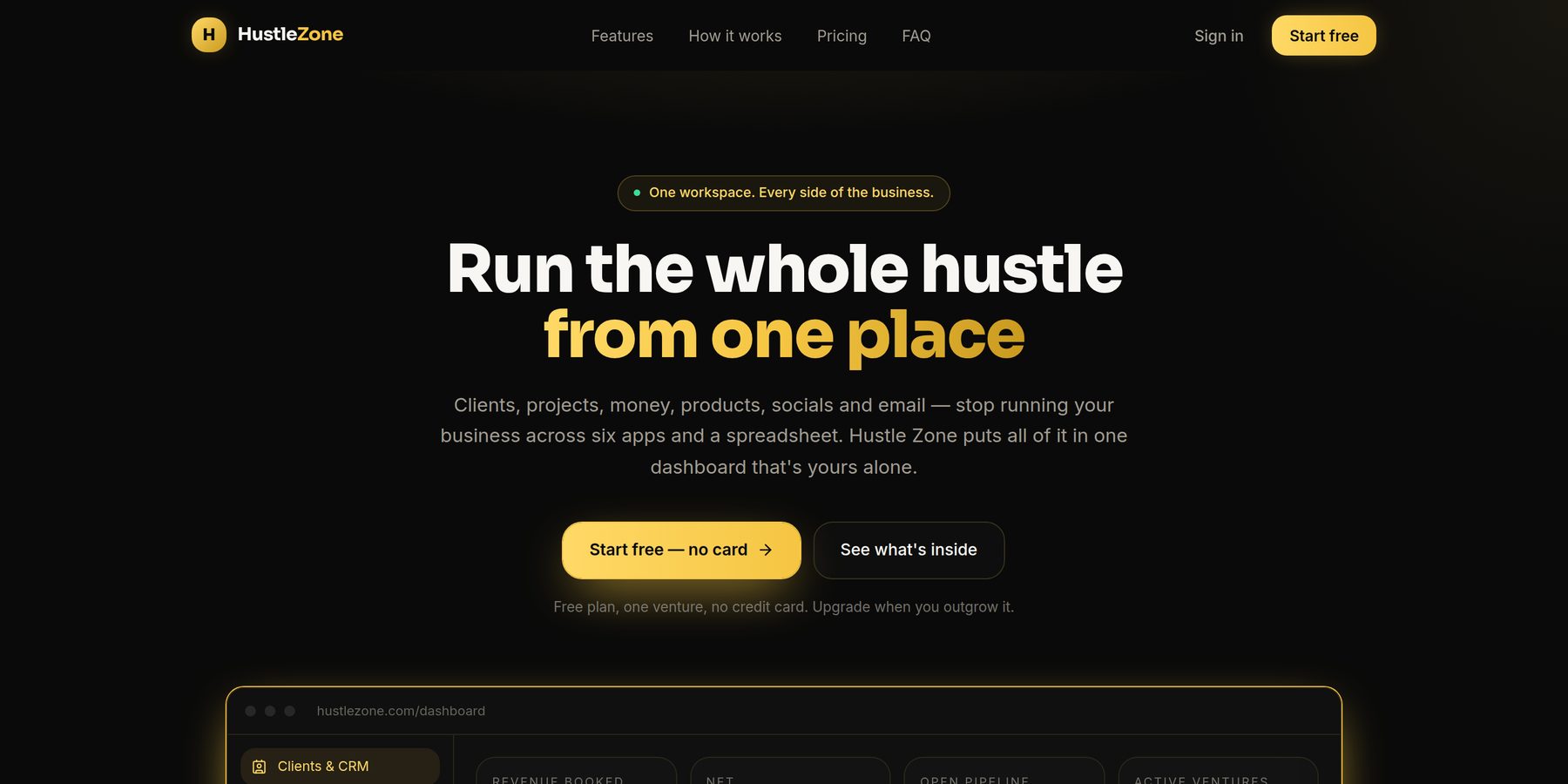 Hustle Zone homepage