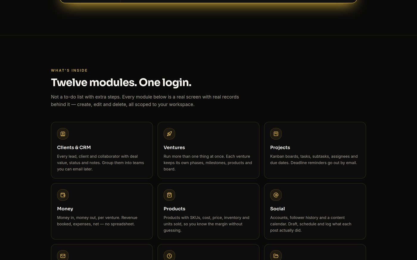 Hustle Zone — Twelve modules, one login