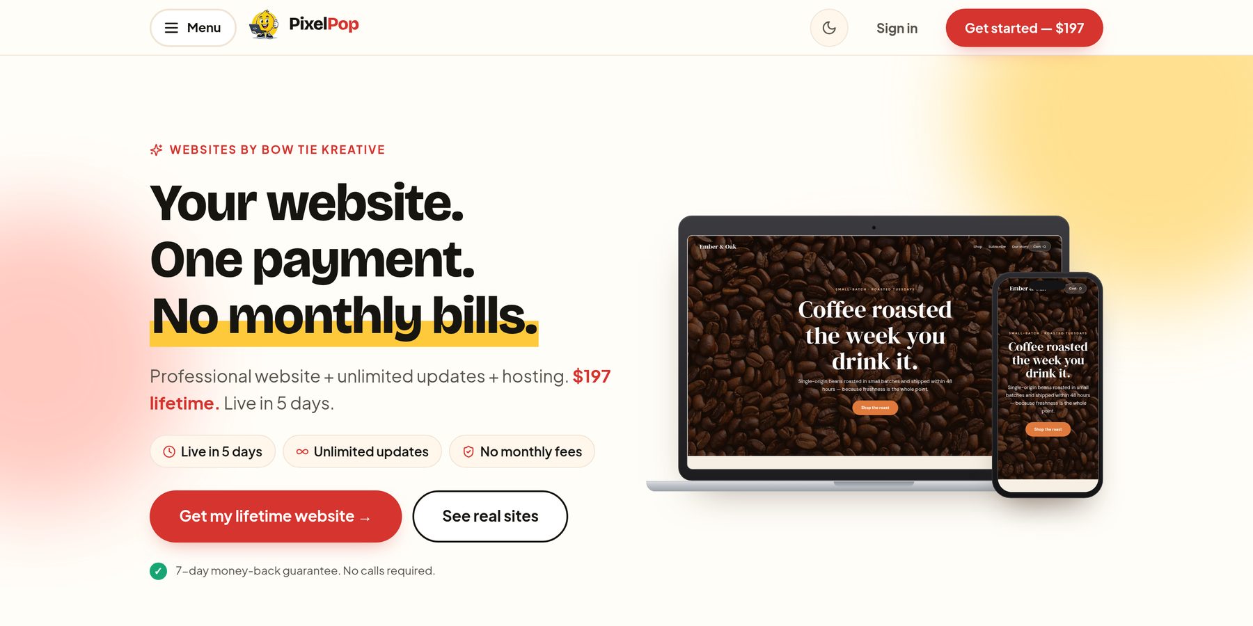PixelPop homepage