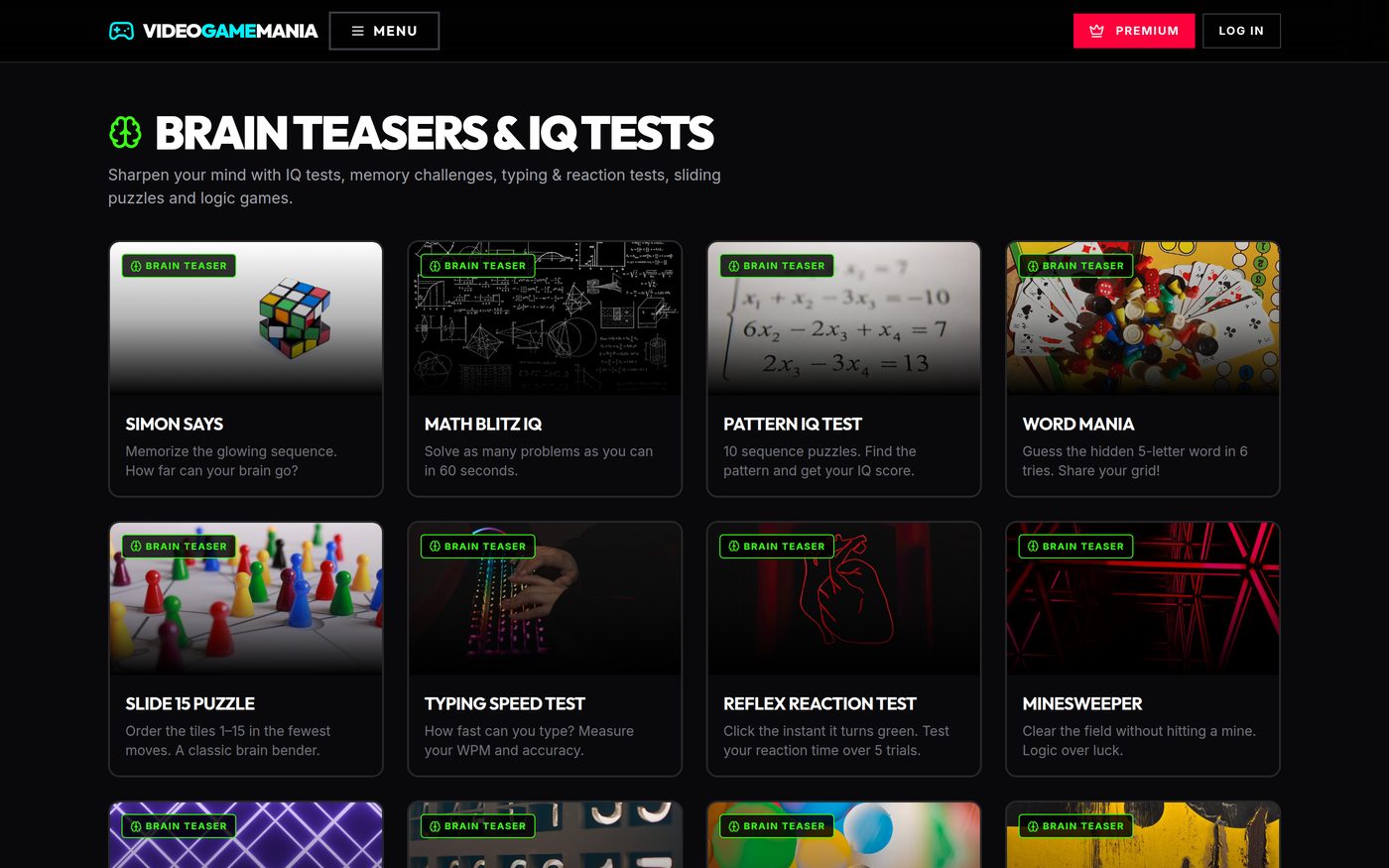 Video Game Mania — Brain teasers and IQ tests