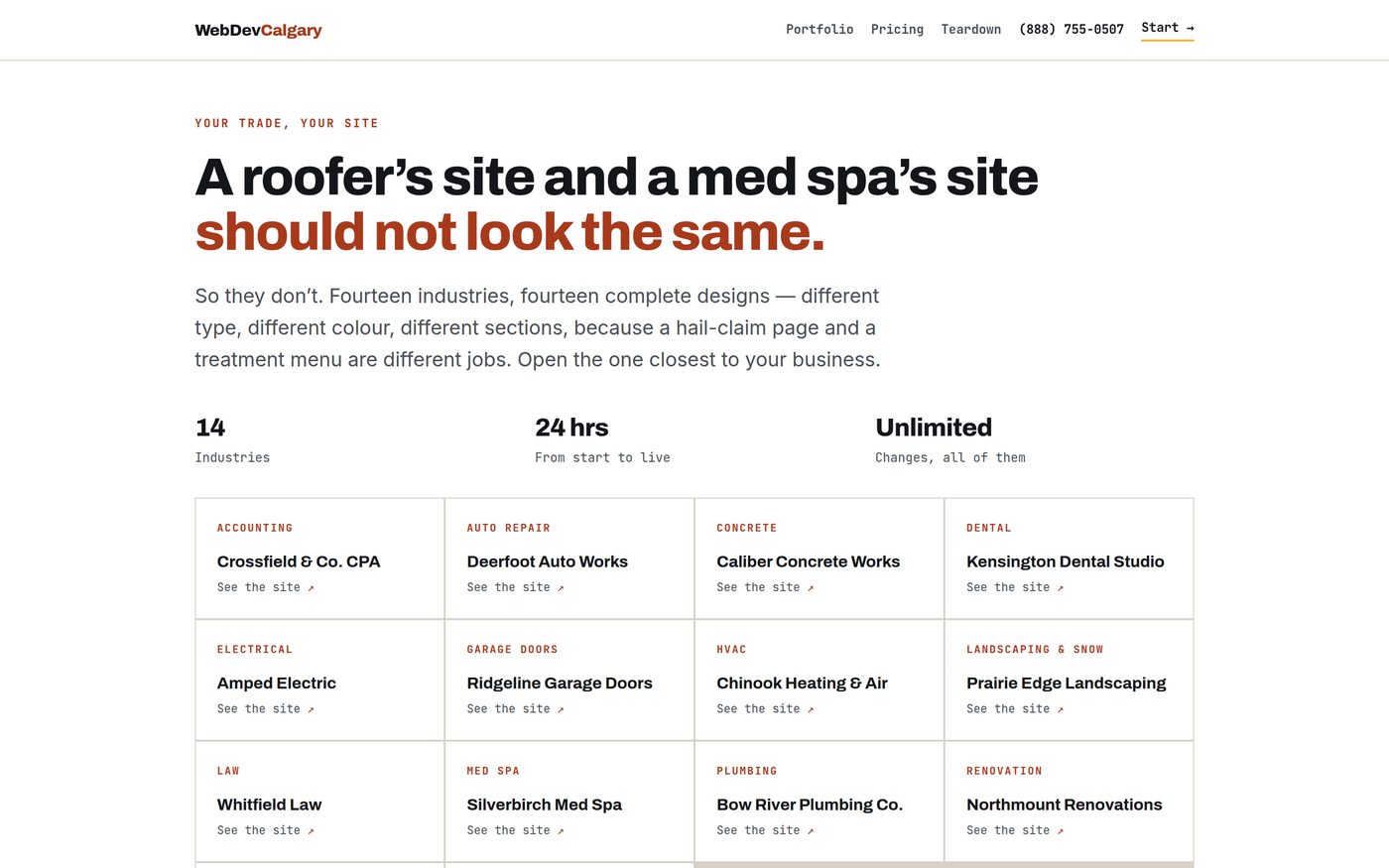 WebDev Calgary — Fourteen complete designs